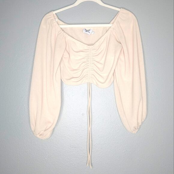 Princess Polly Tops - Princess Polly Cream Balloon sleeve crop